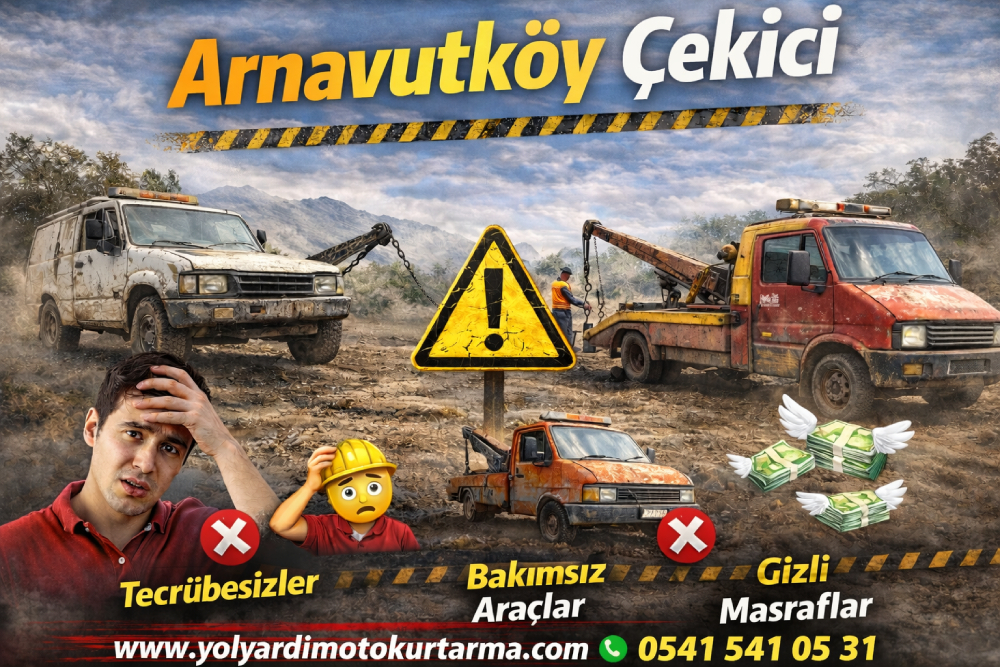 Arnavutköy çekici hizmeti veren oto kurtarma aracının arızalı otomobili güvenli şekilde taşımasını gösteren oto çekici görseli