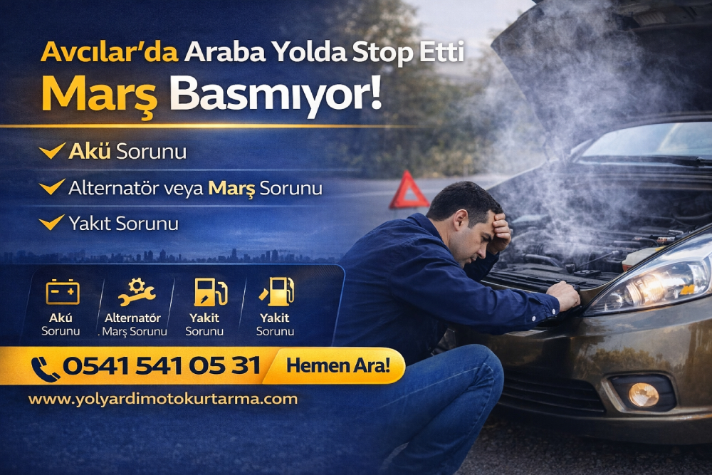 Avcılar’da yolda stop eden araç için yol yardım oto kurtarma ekibinin müdahalesini gösteren servis görseli