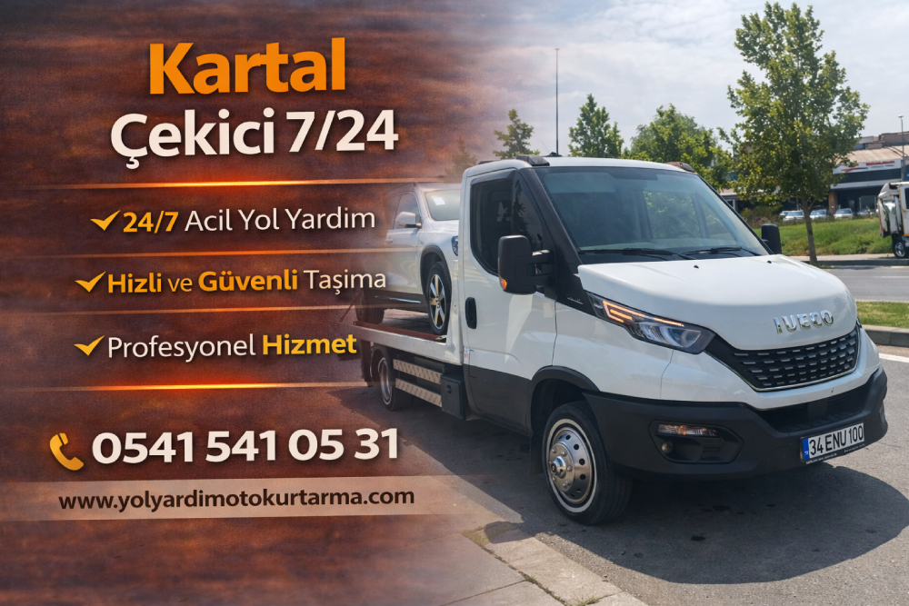Kartal ilçesinde 7/24 hizmet veren oto çekici aracı ile profesyonel yol yardım hizmeti