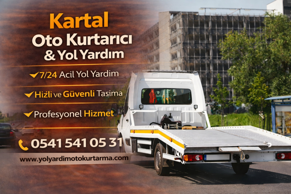 Kartal ilçesinde oto kurtarıcı ve yol yardım aracıyla profesyonel araç çekme hizmeti