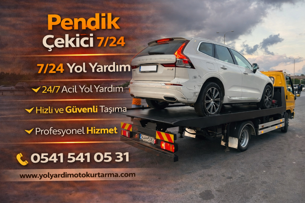 Pendik çekici 7/24 yol yardım hizmetiyle arızalı aracın güvenli şekilde taşınması