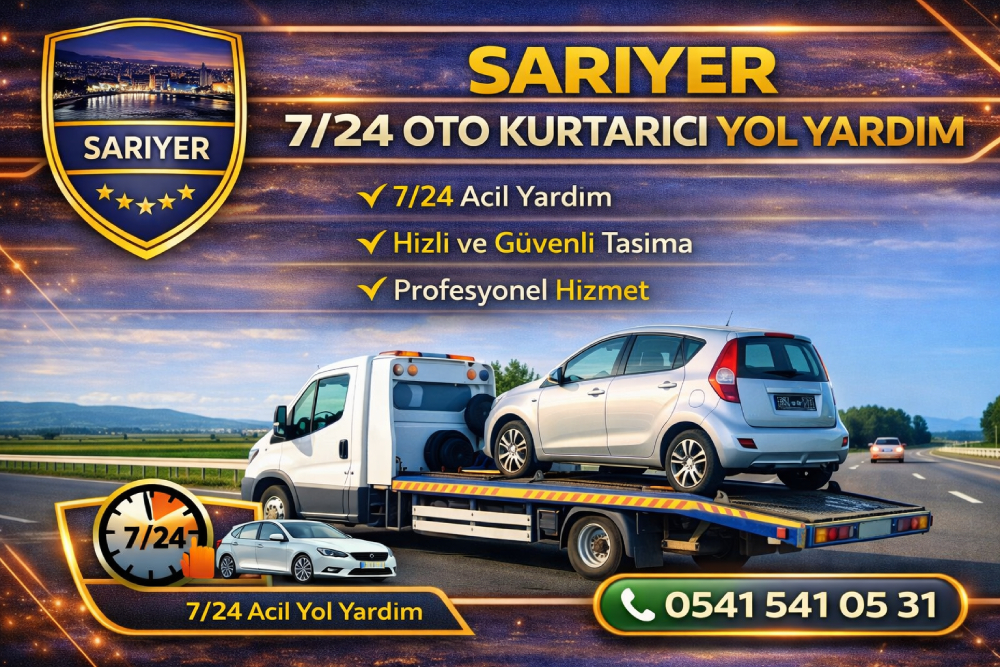 Sarıyer 7/24 oto kurtarıcı ve yol yardım hizmeti veren çekici aracı
