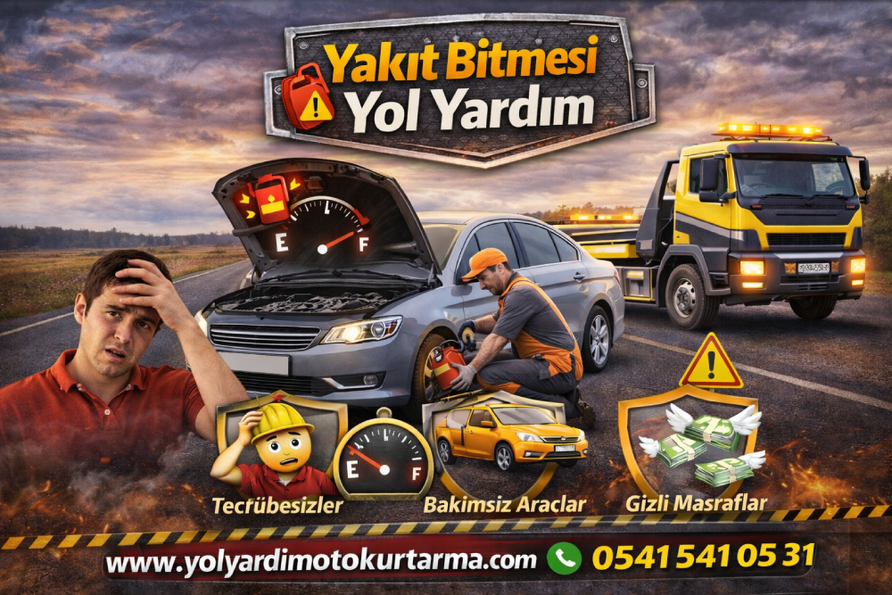 Yakıt bitmesi yol yardım hizmeti ile yolda kalan araca acil yakıt desteği sağlanması