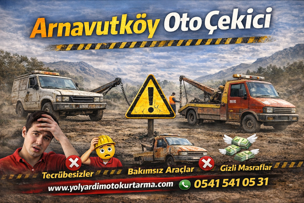 Arnavutköy oto çekici hizmeti veren yol yardım aracının arızalı otomobili güvenli şekilde çekmesini gösteren oto çekici görseli