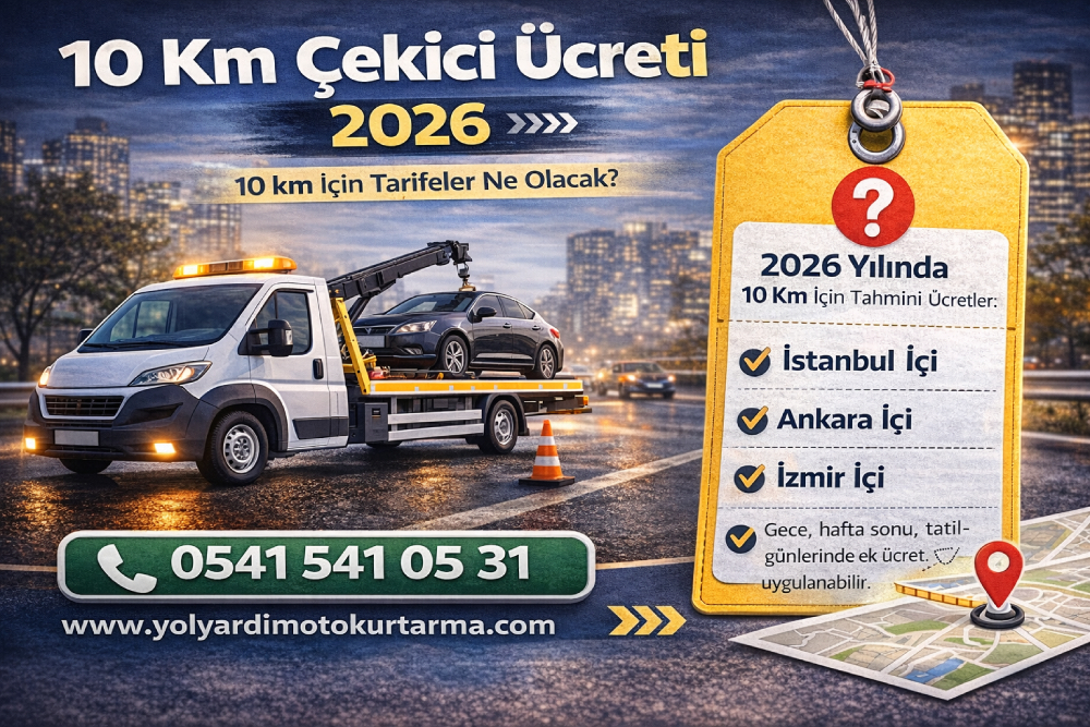 10 km çekici ücreti ne kadar, şehir içi oto çekici km fiyatı ve 2026 araç çekme ücretleri