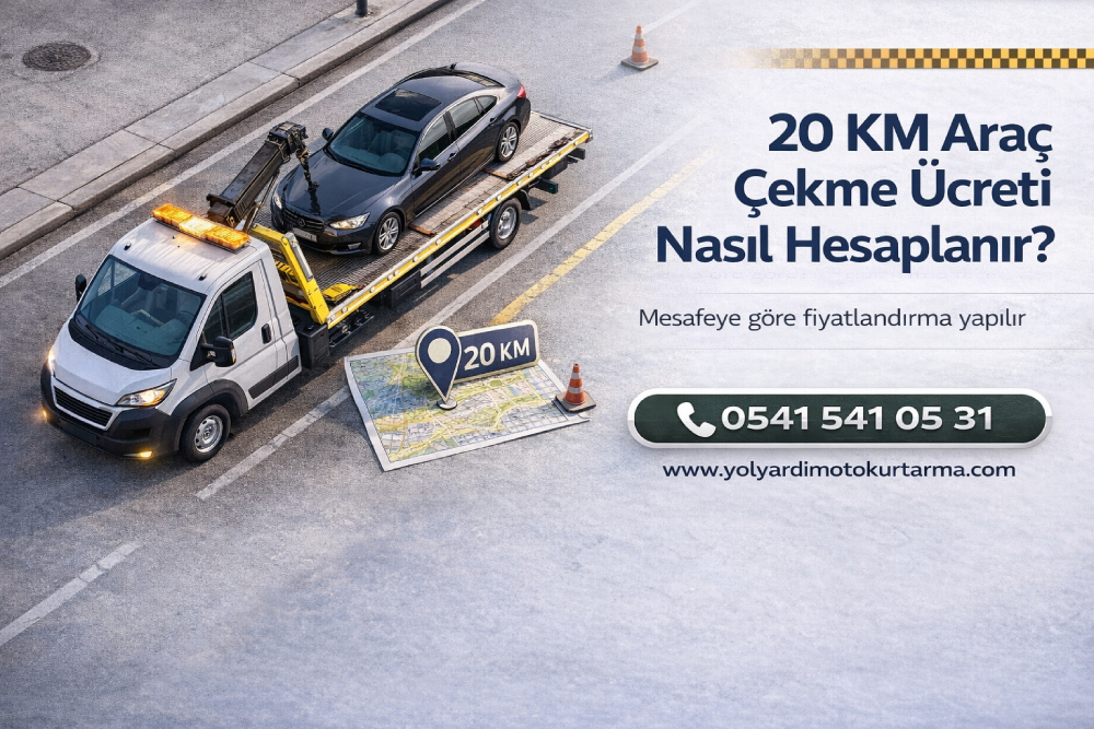 20 km oto çekici hizmeti ve araç çekme ücreti hesaplama