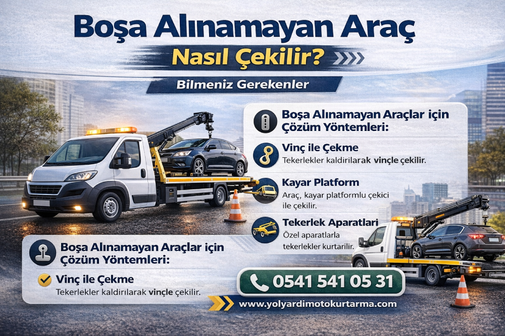 Boşa alınmayan araç çekme yöntemleri oto çekici ile güvenli araç kurtarma işlemi