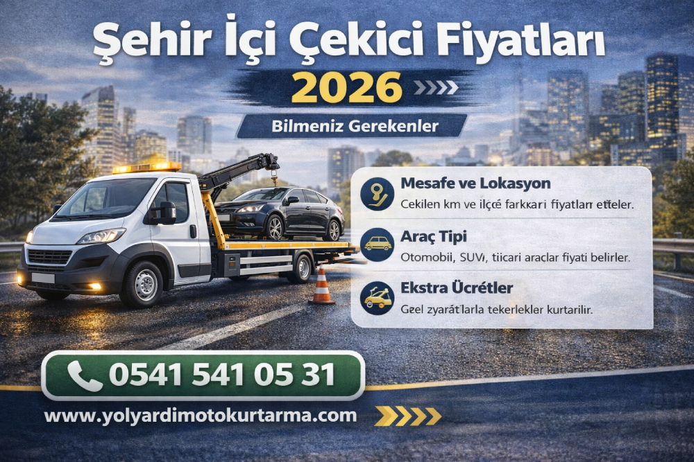 Şehir içi çekici fiyatları 2026 km başı ücret ve oto kurtarma maliyetleri