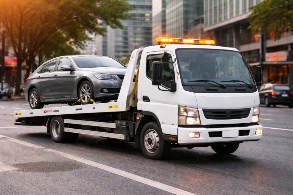 7/24 oto çekici hizmeti veren yol yardım aracı ile arızalı otomobilin şehir içinde güvenli şekilde taşınması