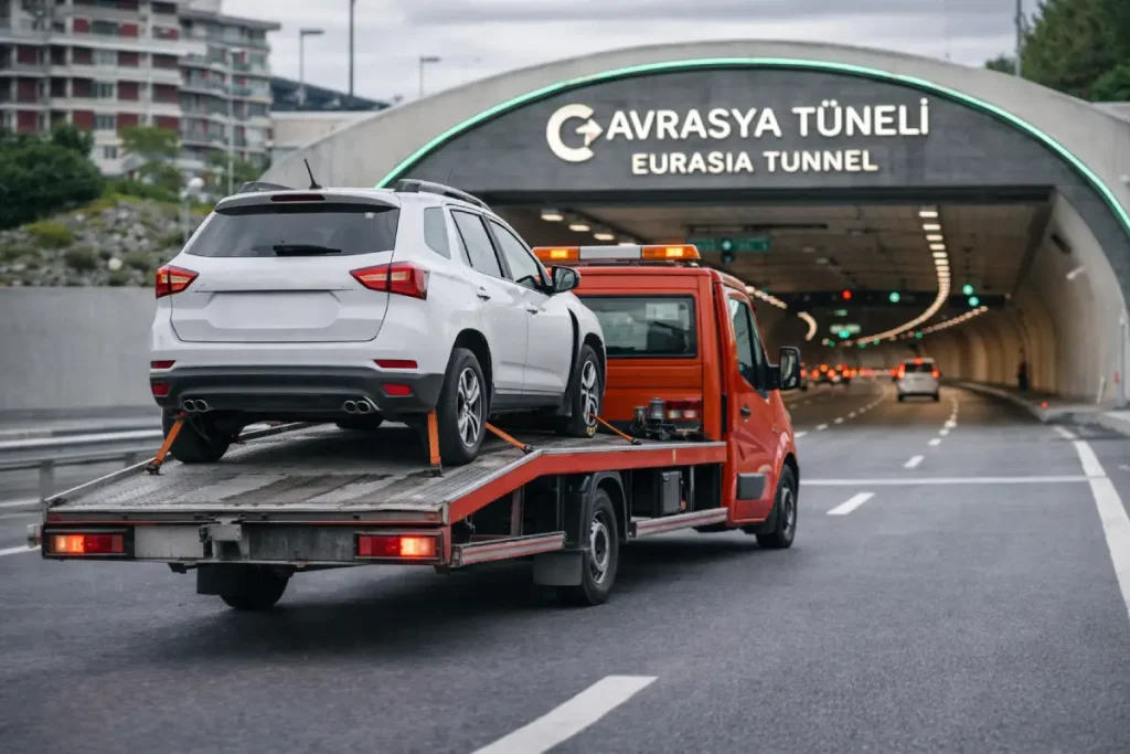 Avrasya Tüneli çekici hizmeti oto kurtarma aracı ile araç taşıma ve acil yol yardım