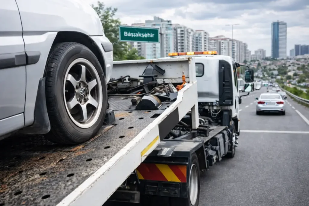 Başakşehir oto çekici hizmeti arızalanan aracın çekici platformuna yüklenmesi ve Başakşehir’de acil araç kurtarma hizmeti