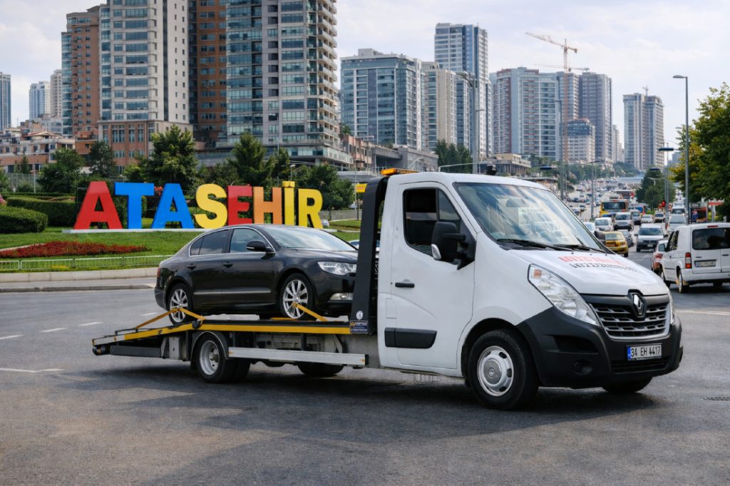 Ataşehir mobil çekici aracı ile arızalı otomobilin yerinde alınarak güvenli şekilde taşınması – 7/24 yol yardım hizmeti